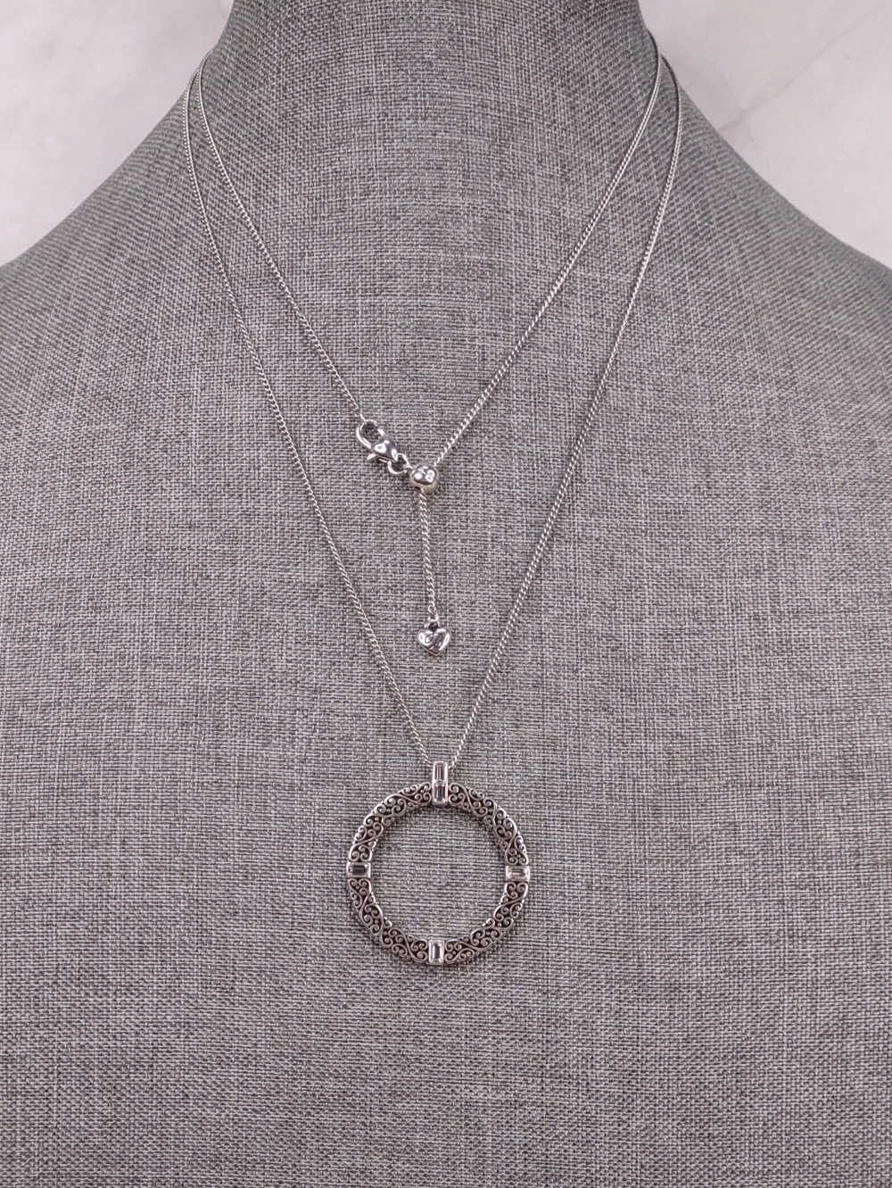 Brighton Silver-Tone Double Layer Filigree Circle Necklace